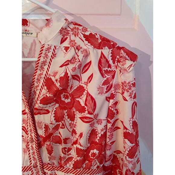 SundayUp Floral Long Sleeve Fit & Flare Mini Dress Women Size M Boho Cottagecore - Picture 8 of 9